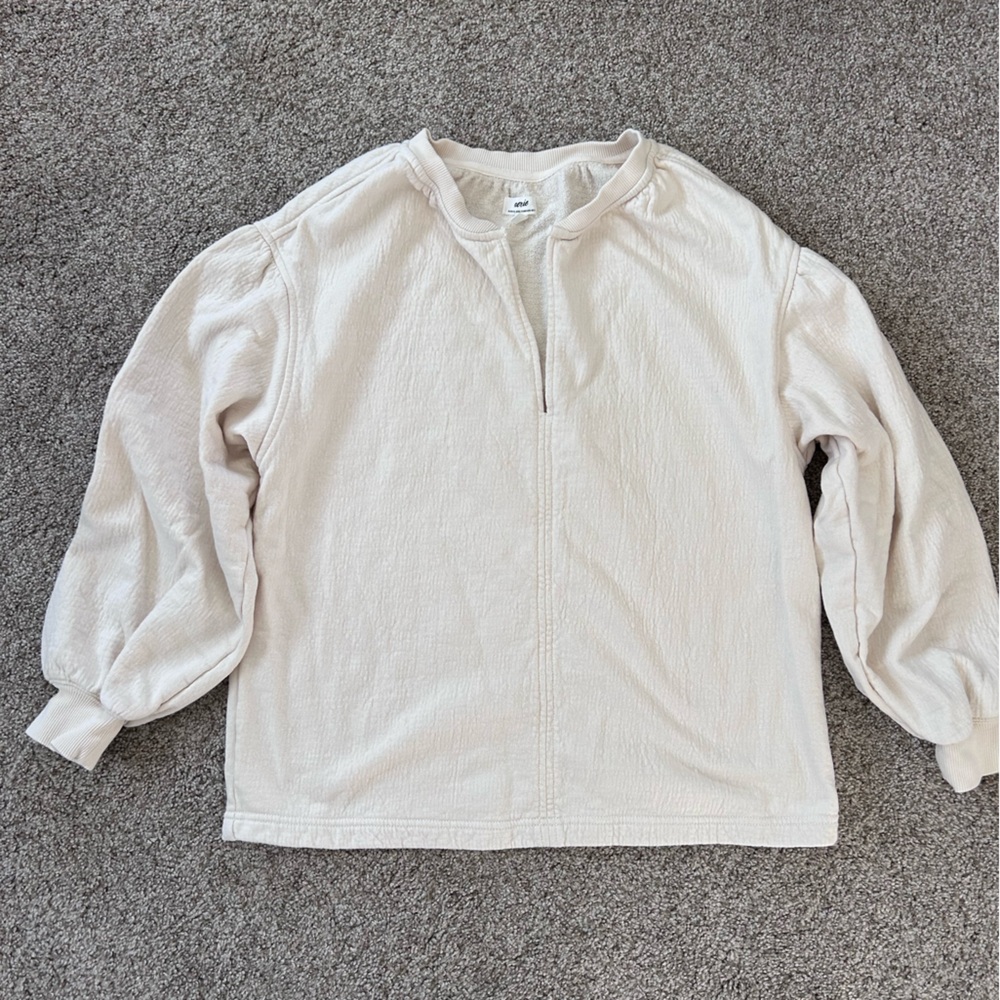 Aerie Gauze Cotton Puff Sleeve very oversized v neck terry popover top. Lounge